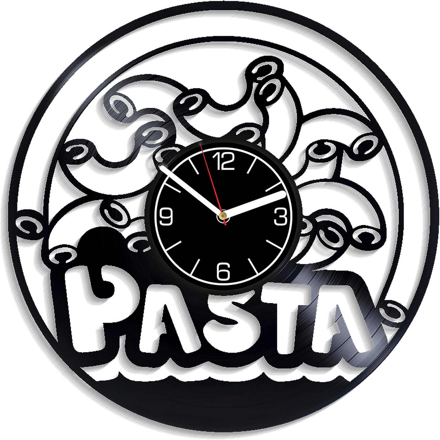 Pasta Vinyl Record Wall Clock Food Kitchen Decoration 12 inch Wall Clock Food Art Gift for Her Pasta Wall Art Food Clock Pasta Wall Clock Modern Food Gift Pasta Vinyl Clock