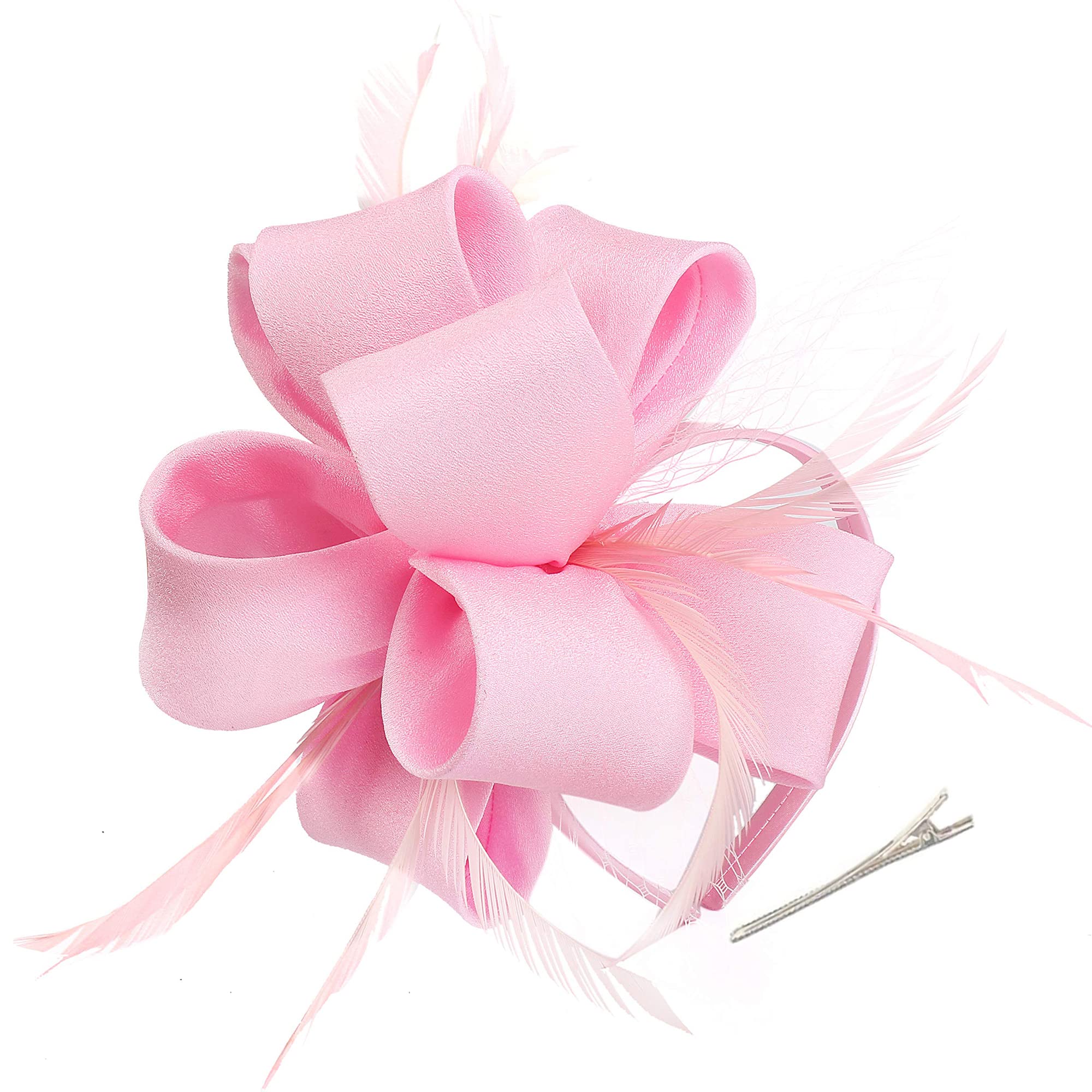 Myjoyday Women Fascinators Hat Hair Clip Cocktail Wedding Headband Tea Party Kentucky Derby Fascinator Headwear Feather Veil