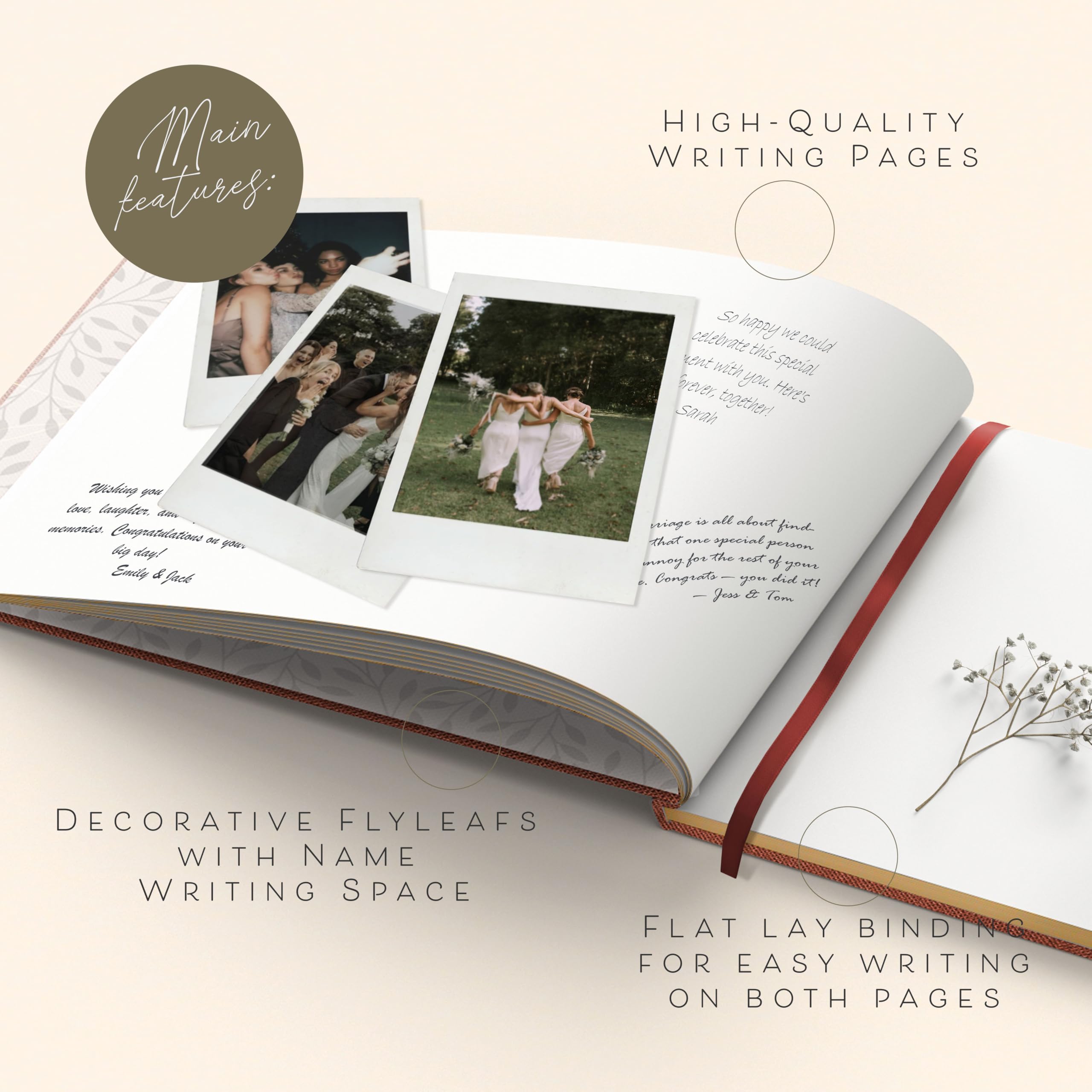 Est. 2026 Edles Gästebuch mit 100 Blanko-Seiten – Leinen-Gästebuch zum Unterschreiben für besondere Anlässe – Hochzeit, Babyparty, Geburtstagsparty – Hardcover Gästebuch zum Einfügen von Fotos
