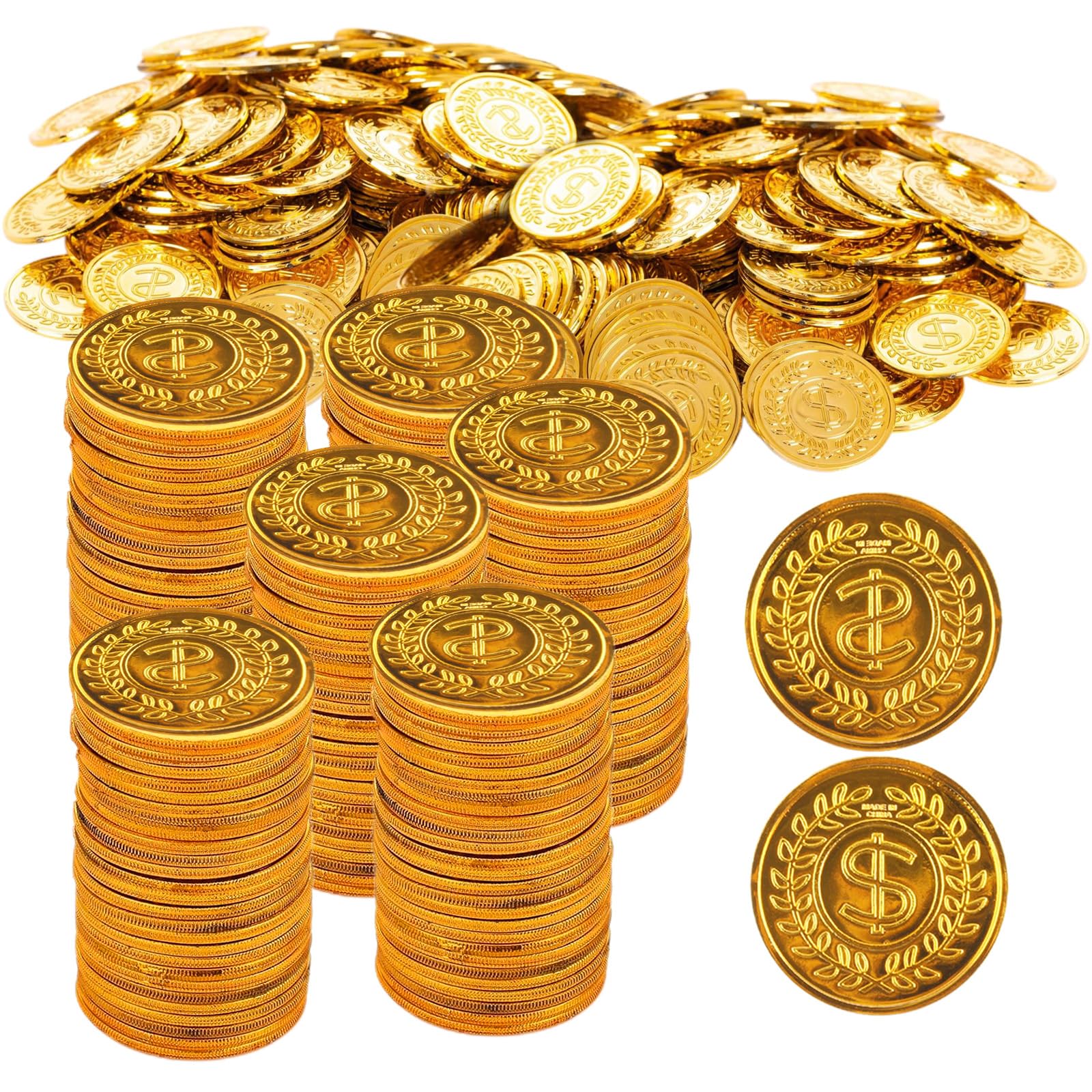 100 sztuk złotych monet, złote monety, skarb piracki, zabawka Goldtaler, skarb piracki, urodziny, tworzywo sztuczne, złote monety, piratów, poszukiwanie skarbów, prezent