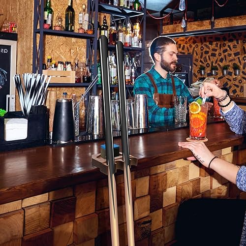 Miniatura 7 de Soporte de madera para taco de billar de 4 agujeros, soporte portátil de billar con peso, garra antideslizante con soporte para tiza, soporte sólido