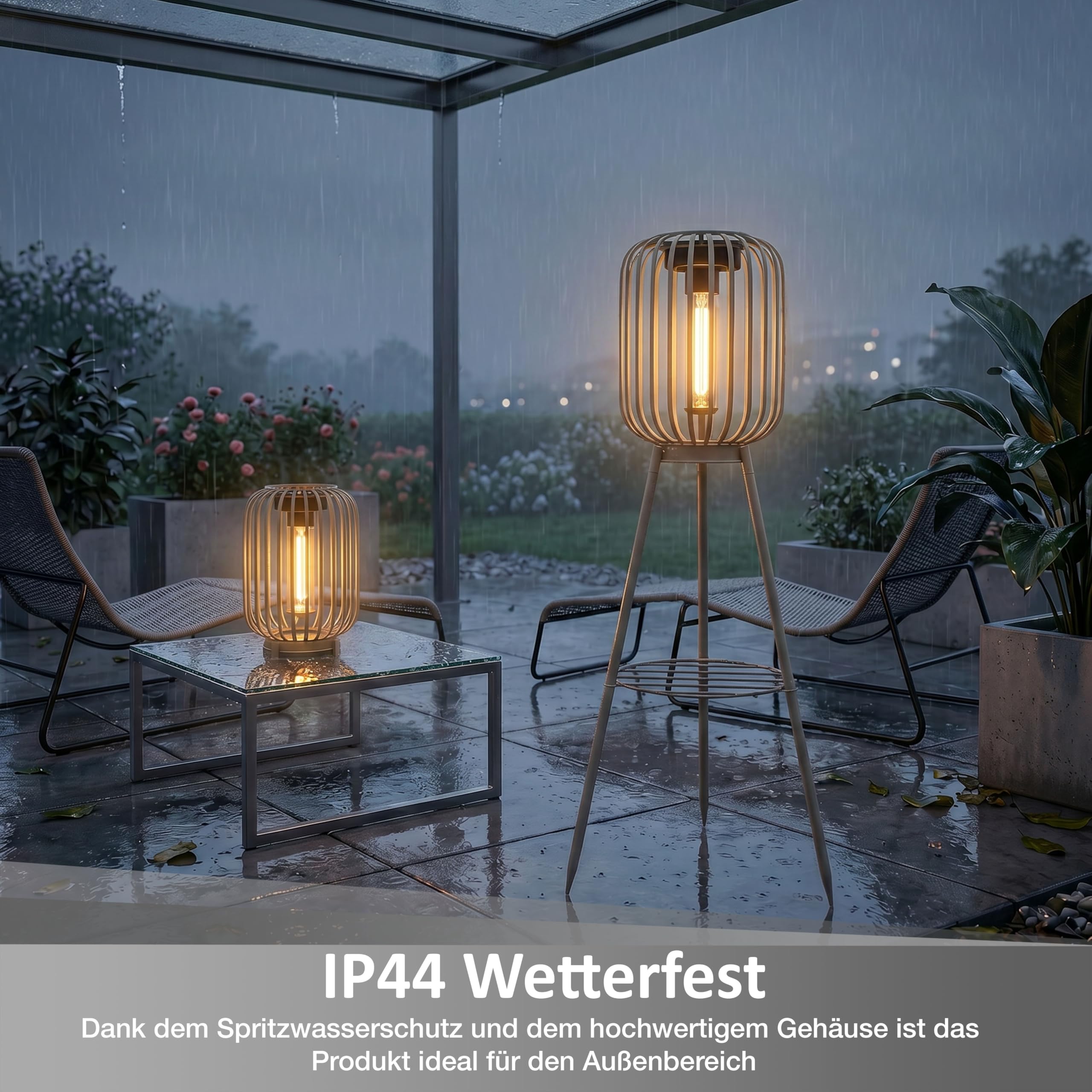 Northpoint ELBLIGHT LED Solar Stehleuchte 3in1 Gartenlampe Außenleuchte COB LED warmweiß Lichtsensor IP44 wetterfest Beige