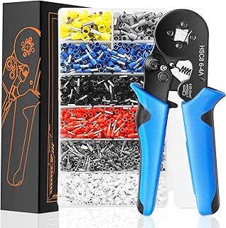 DAXJM Ferrule Crimping Tool Kit, 1800 PCS Most Used Wire Ferrules Insulated Wire Terminals with Self-Adjustable Ratchet Wire Crimper Pliers Kit AWG23-7 Apply for 0.25-10mm² Cable (Blue)