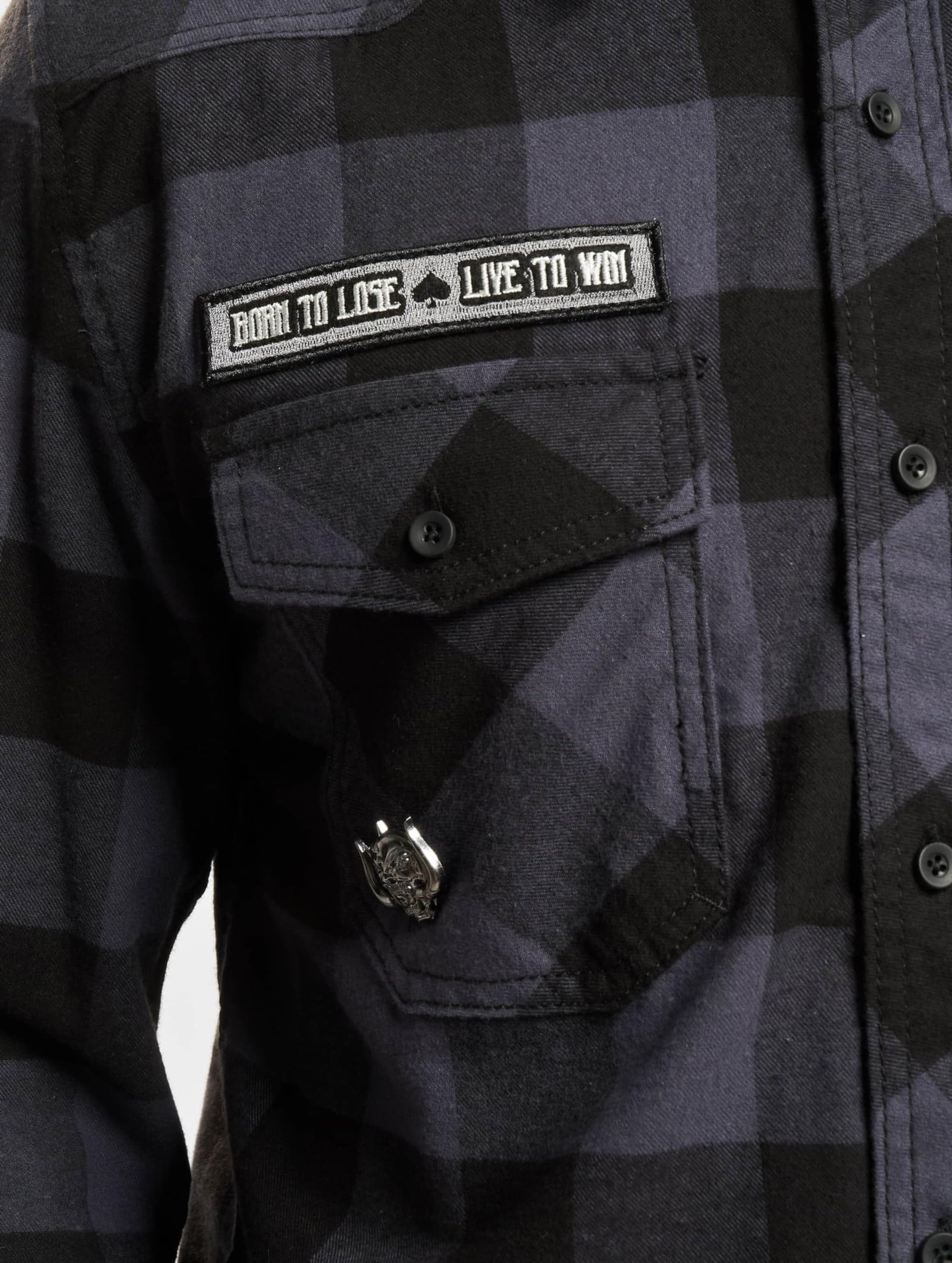 Motörhead Brandit Bastards - Checkshirt Hombre Manga Larga Negro/Gris 100% algodón Regular