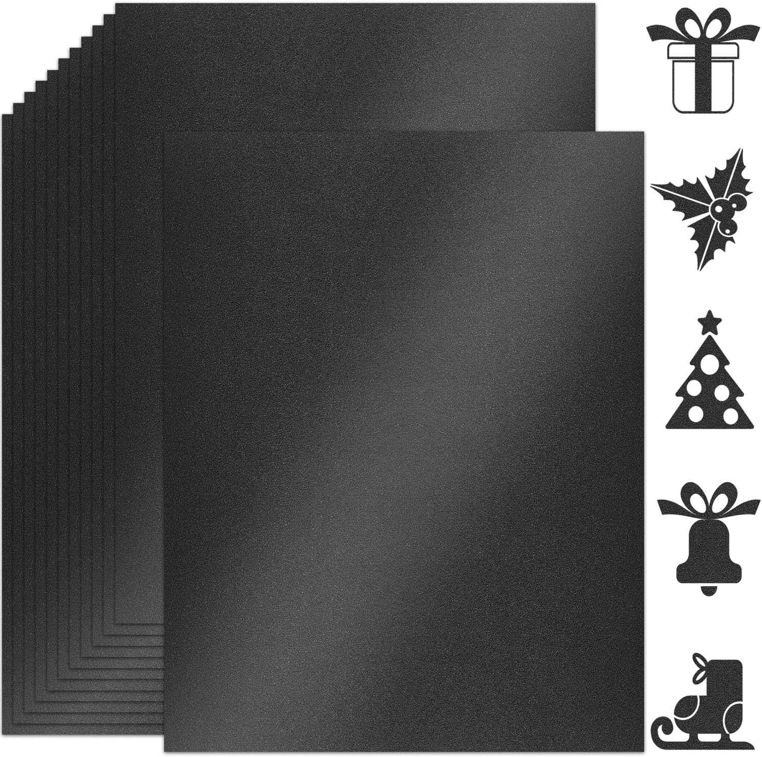 Twavang 25 Sheets Black Shimmer Cardstock Paper 8.5'' x 11