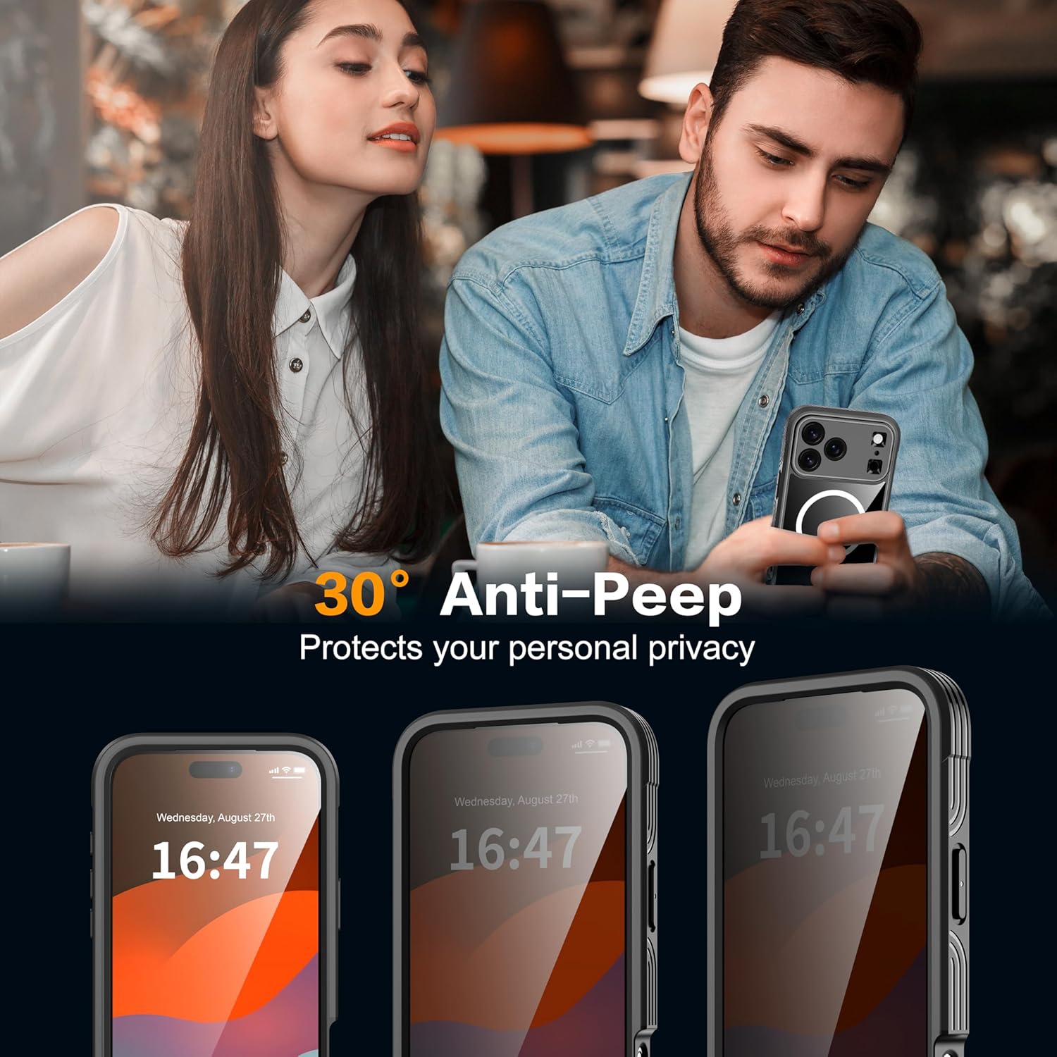 Magnetic for iPhone 17 Pro Max Case, [Compatible with Magsafe] Built-in 9H & Privacy Screen Protector, [Military Grade Protection] Shockproof Anti Spy for iPhone 17 Pro Max Phone Case - Image 3