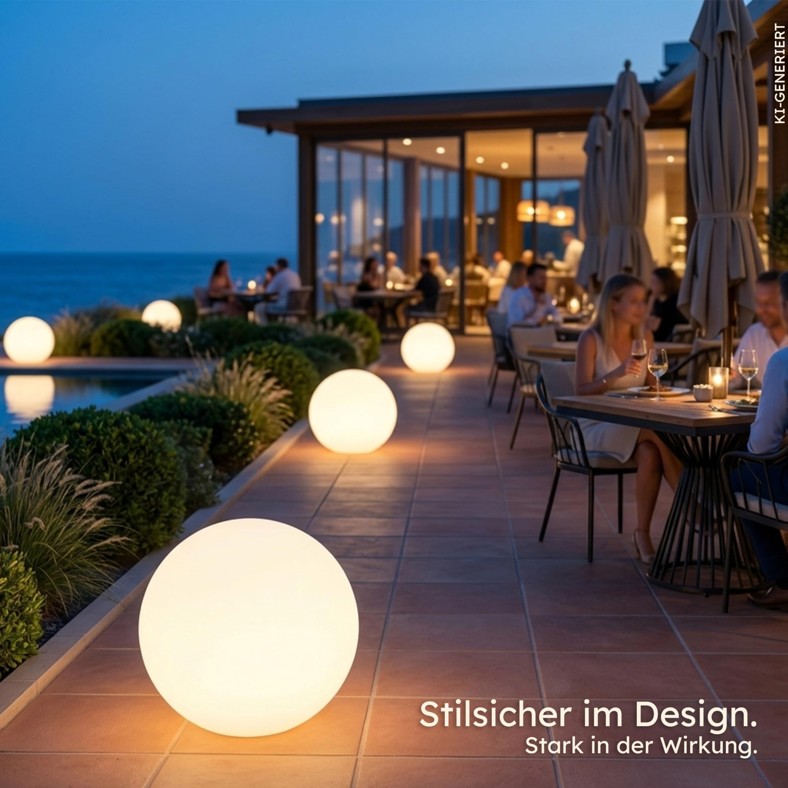 Esotec Solarkugel für den Garten Siena 50, multicolor, 50cm, Fernbedienung, USB, 16 Leuchtfarben, Akku, Solarmodul, Erdspieß, Solarleuchte, Kugelleuchte, außen, winterfest, wetterfest, 102893