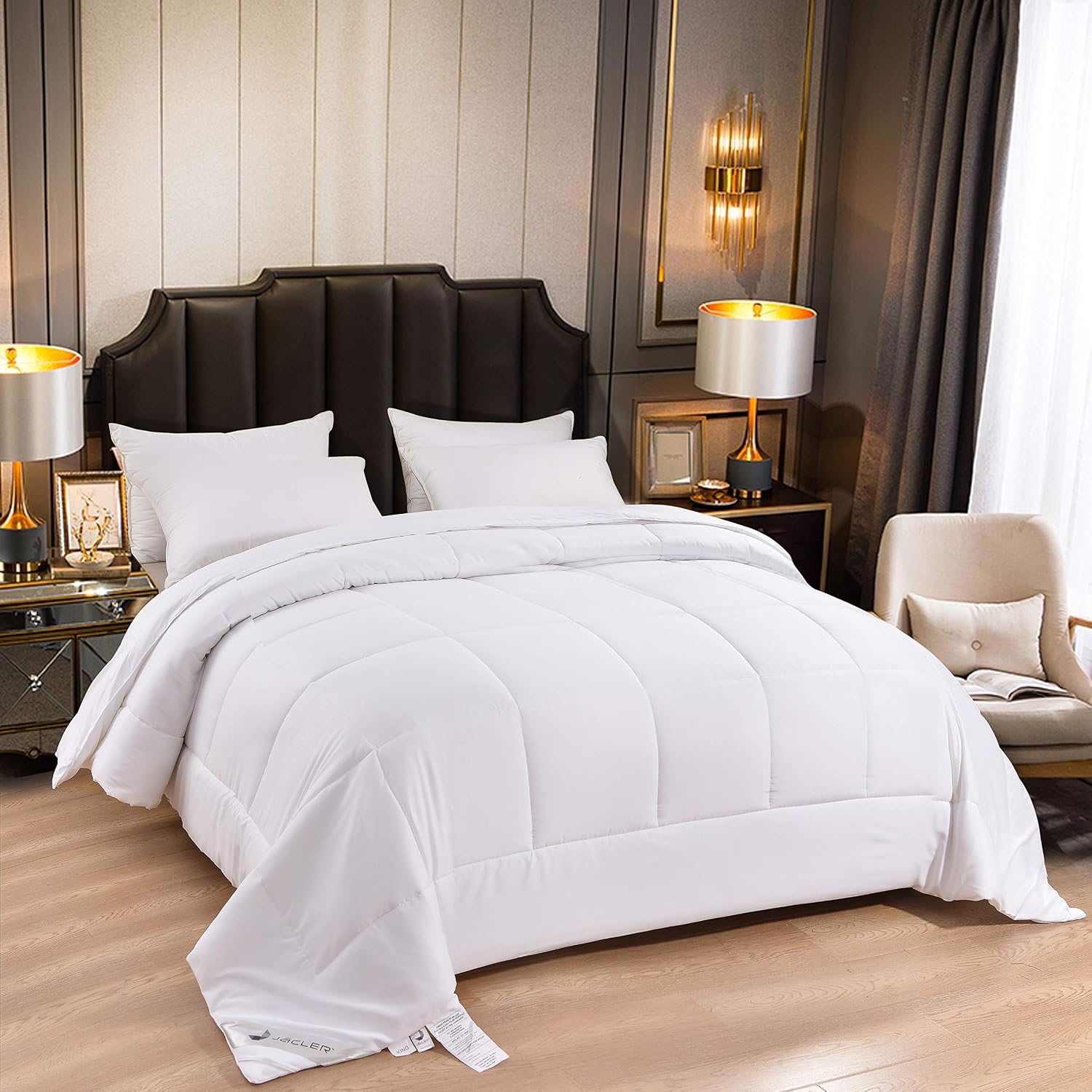 Down Alternative 1PC Comforter - Evenly Filled, Superior Warmth, Ultra Soft, Quilted Comforters Full Size 88"x 82" All Season Down Alternative Bedding Comforter White, Full.