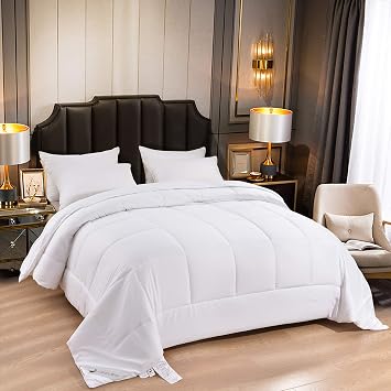 Down Alternative Comforter - Evenly Filled, Superior Warmth, Ultra Soft, Quilted Comforters Full Size 88"x 82" All Season Down Alternative Bedding Comforter White, Full-1Piece