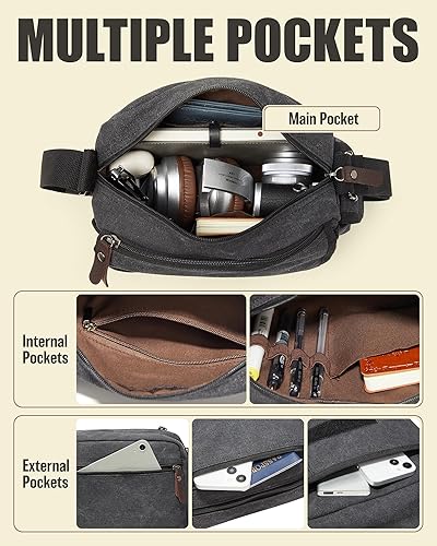 Miniatura 5 de Bolso de Mensajero para Hombre, Bolsa Bandolera Estética, Bolso de Hombro de Lona Clásico y Resistente al Agua Unisex