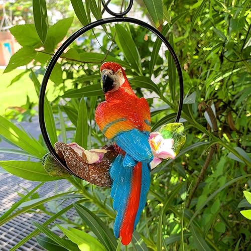 Miniatura 7 de iRonrain Estatuas de jardín colgantes de hierro, loros, decoración artística, hermosa figura de pájaros oscilantes, adorno para caminos, patio,