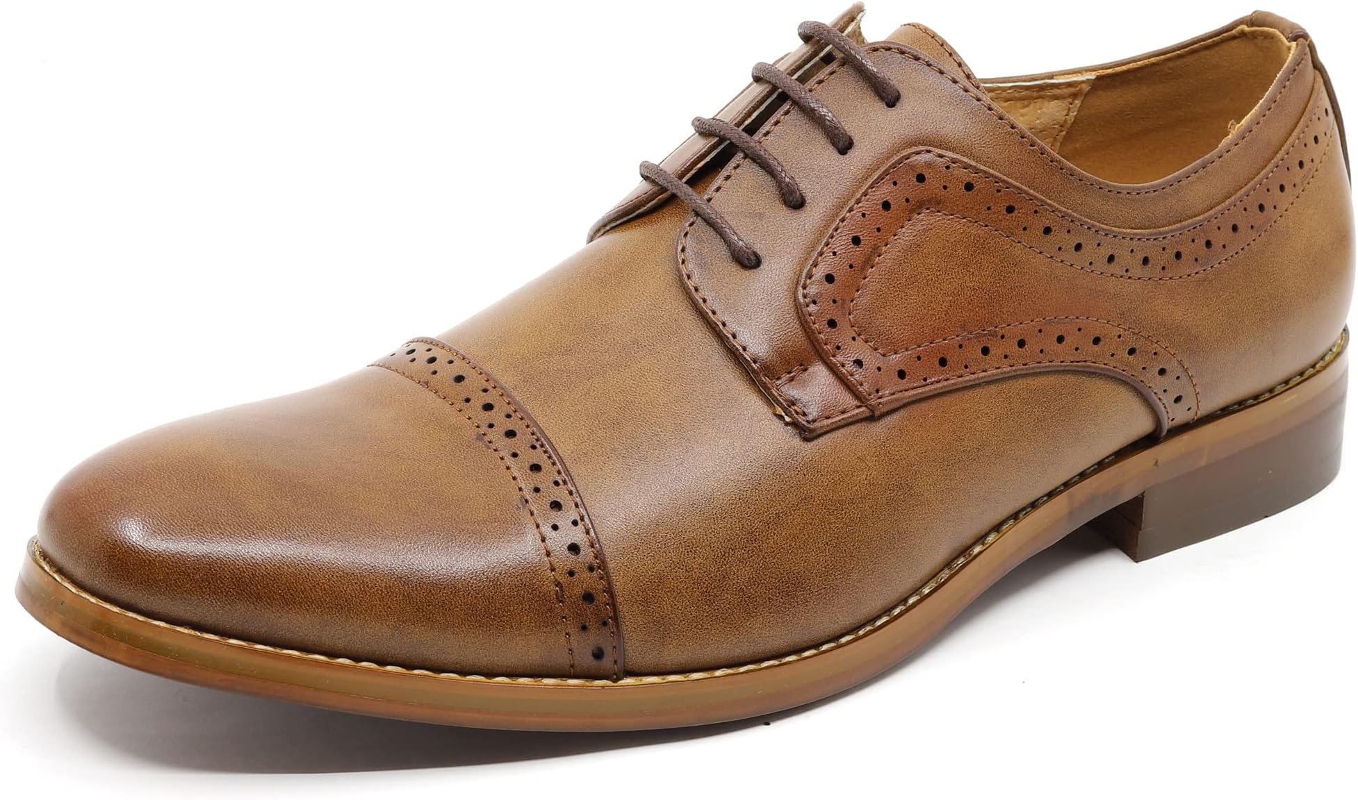 MC601 Men's Lace Up Cap Toe Perforated Classic Dress Shoe