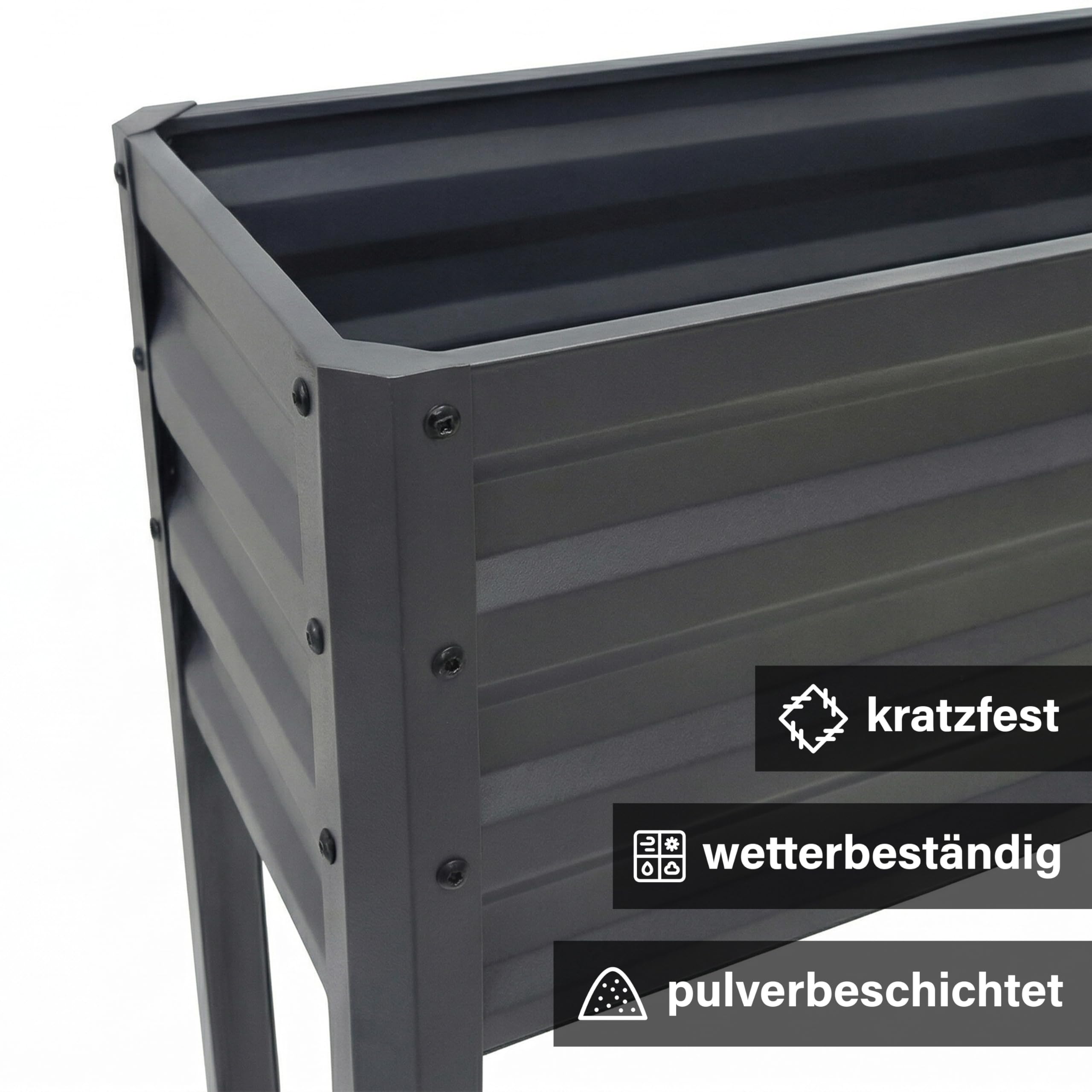 novaterra® gewelltes Hochbeet aus Metall - B 85 x T 31 x H 80 cm - Robustes & Rostbeständiges Gartenbeet für Balkon & Garten | Formschönes Design, UV-beständig, wetterfest