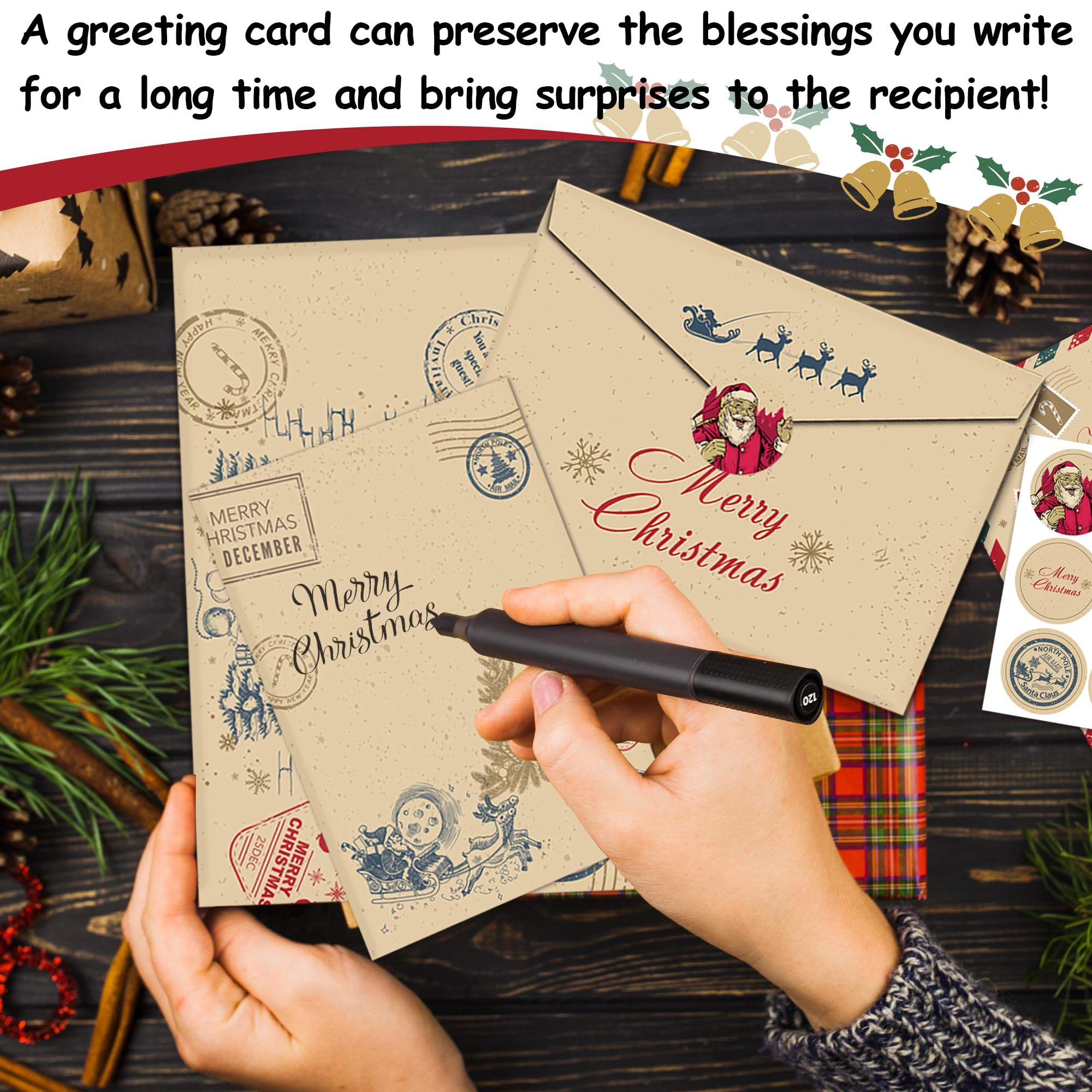 Cartes De Noël Pliantes Avec Enveloppes - Lot De 12 - Format A6 - Motif