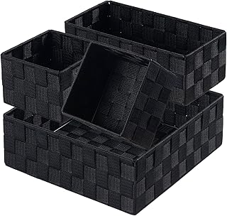 Posprica Small Black Baskets Cube Bin Container Tote,Woven Storage Baske...