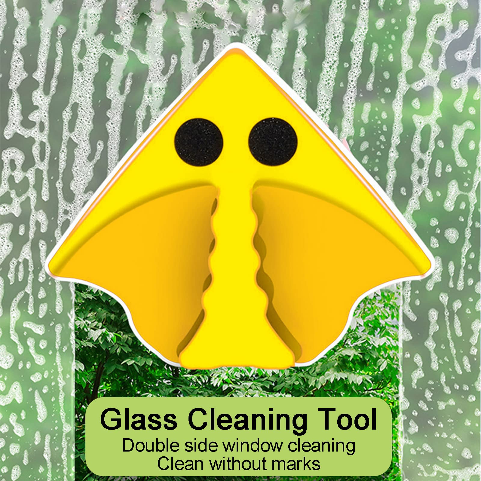 Limpiacristales Magnético de Doble Cara, Cepillo de Limpieza de Ventanas Ajustable de Doble Cara Ventanas de 3-8 mm, Profesional Limpiacristales Magnetico V1(Amarillo)