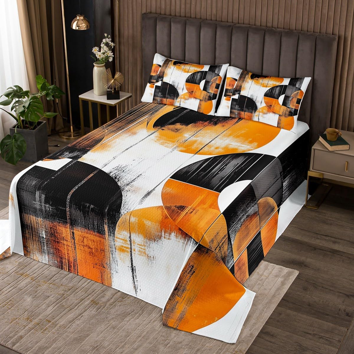 jejeloiu Hexagonal Geometrical Coverlet Set Bedspread for Kids Boys Girls Triangle Bedspread Purple Black Quilted Bedroom Collection 3Pcs King Size