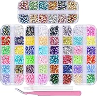 Vista 1 de Kit de 5 cajas de diamantes de imitación para arte de uñas, medias perlas, parte trasera plana 3D, gemas de cristal de gelatina para manualidades