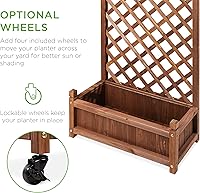 Vista 4 de Best Choice Products - Caja de plantación de madera de 48 pulgadas con enrejado de diamante, cama de jardín elevada móvil para plantas trepadoras