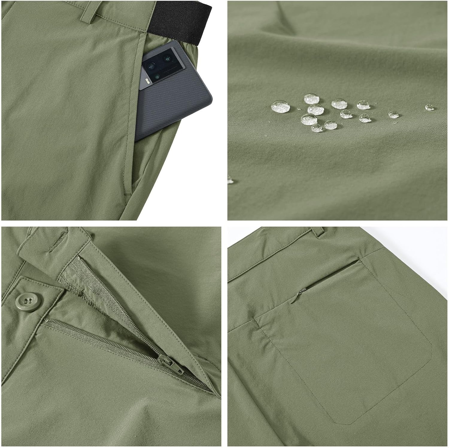 Rdruko Men's Golf Pants Stretch Quick Dry Work Casual Dress Slacks Relaxed Fit with Pockets(Green,US 38)