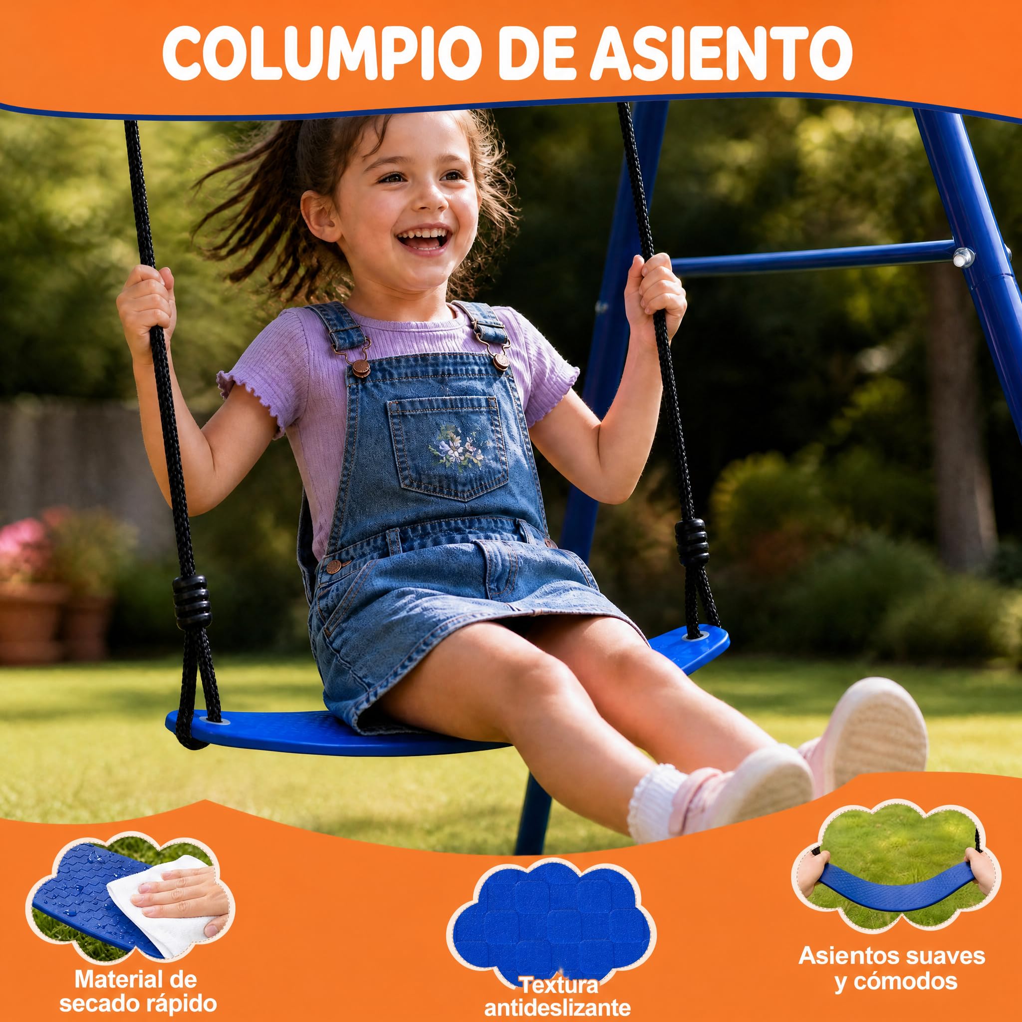 hotsizz Juego de Columpio Jardin Exterior de Metal Resistente, Columpios Infantiles para Niños, Estructura de Acero, Dimensiones 245×182×148 cm para Patio y Terraza