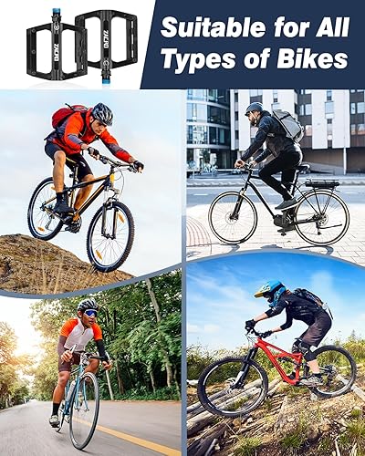 Miniatura 7 de Zacro Mountain Bike Pedals with 2 High-Speed DU Sealed Bearings, Bike Pedals of 916 Inch, Aluminum Bicycle Flat Pedals, Non-Slip and Durable Pedals