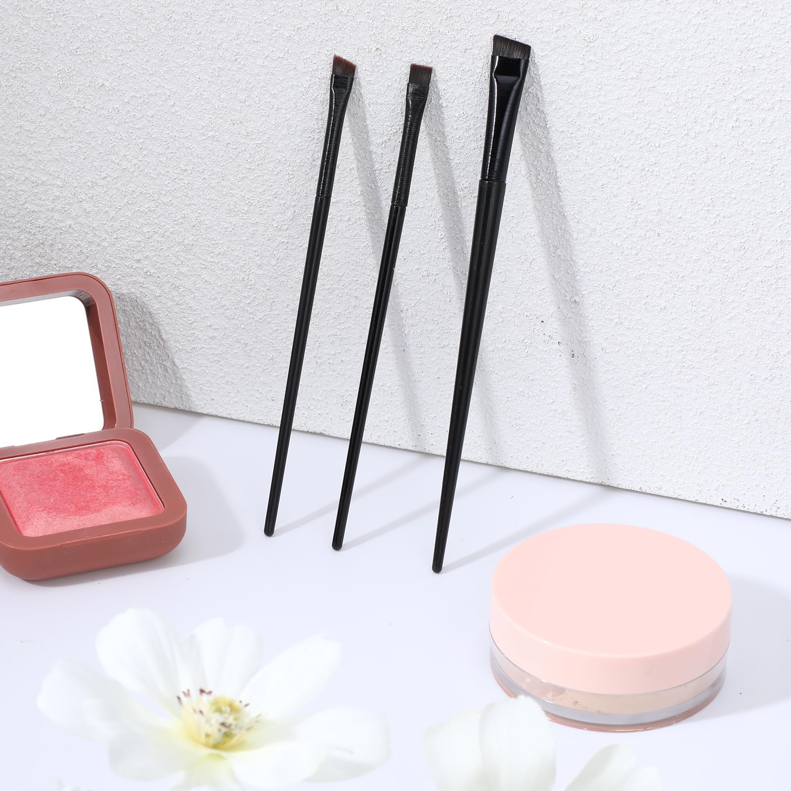 Pinceles delineador de ojos y cejas, cepillo ángulo fino, set 3 brochas maquillaje mujer