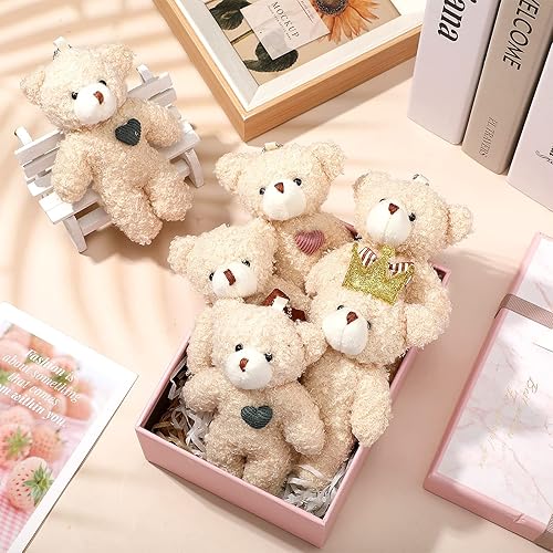 Miniatura 2 de 40 piezas de HyDren Mini Osos articulados de 4.7 pulgadas, elegante llavero de peluche, animal de peluche suave para bricolaje, cumpleaños y Navidad