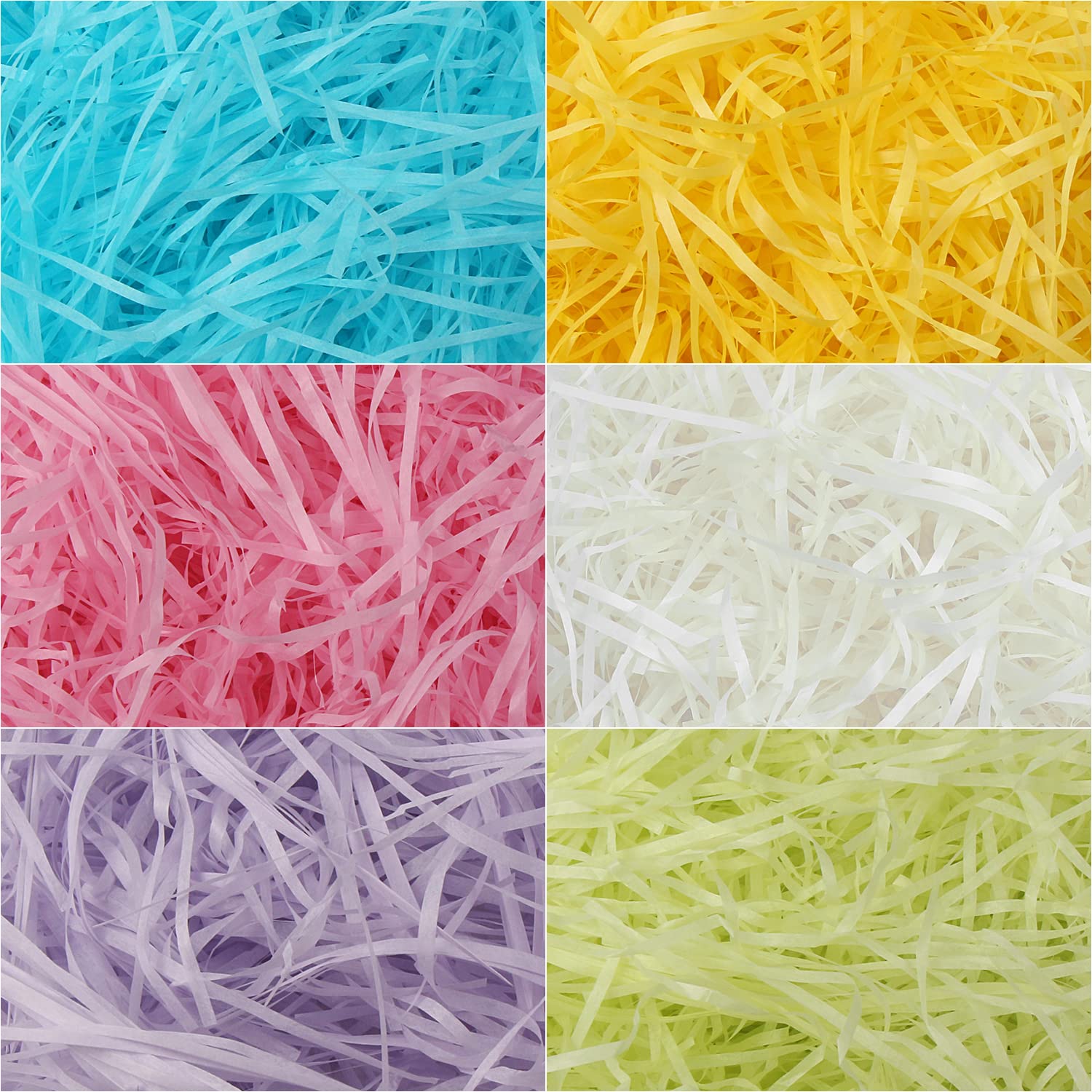 VEYLIN Shredded Tissue Paper, 60g Easter Raffia Grass Assorted Colors Shredded Paper for Gift Boxes Easter Hamper Filler