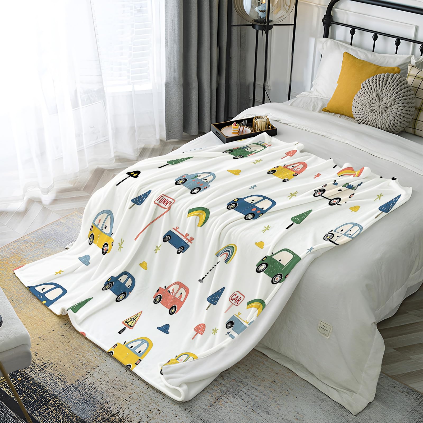 Couverture douce et chaude voitures plaid lit enfant pour stopper le froid