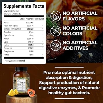 Santa Cruz Paleo, Pre-Feast Digestive Enzymes Supplement, Multi Enzyme for Women and Men, Fiber Supplement for Gut Health & Digestive Health, Gluten Free, Keto, Paleo, Sugar Free, 60 Capsules