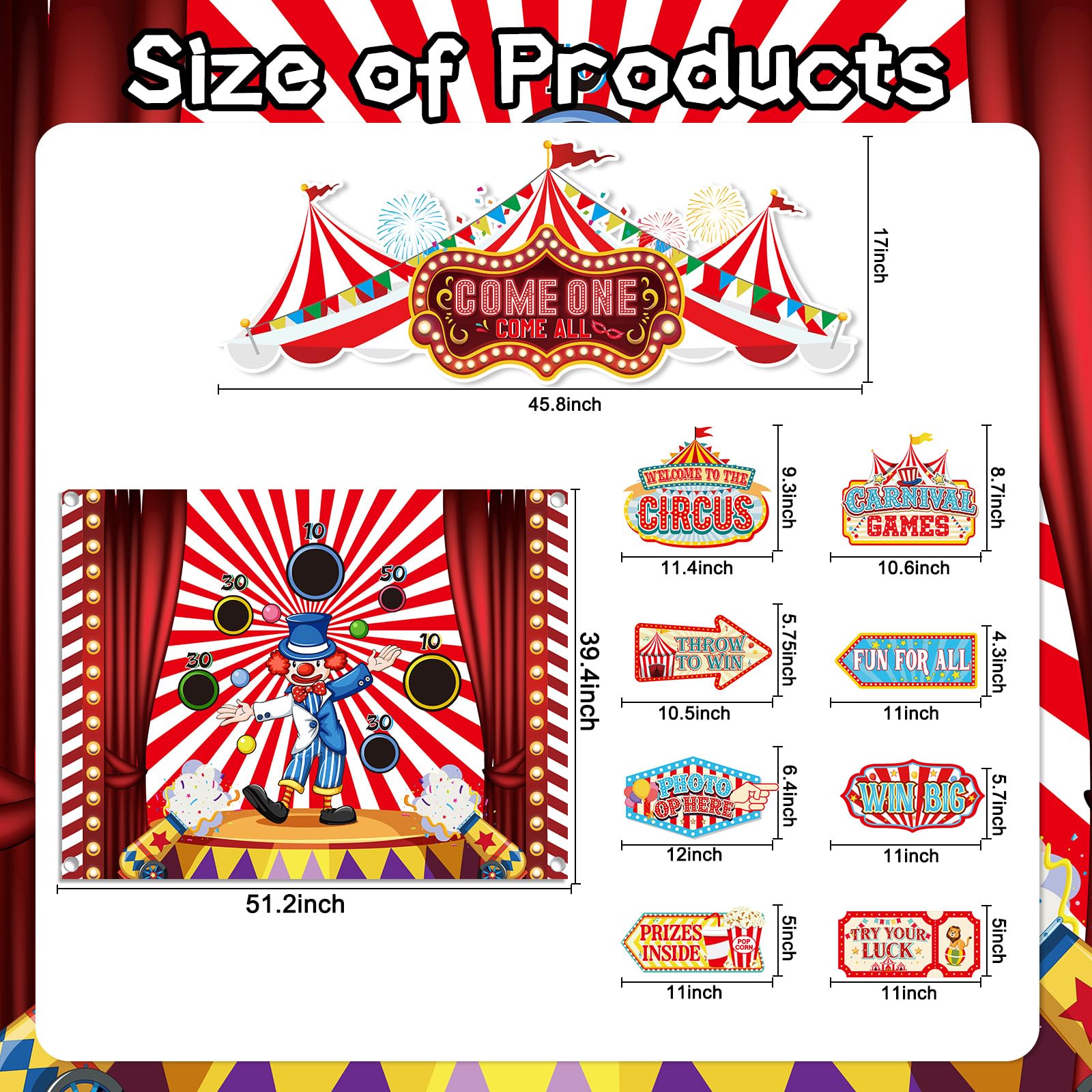 Kit di decorazioni per auto, per baule o dolcetti di carnevale, circo, tronco o dolcetto, decorazione con striscione per sfondo, carnevale, Halloween, arco, garage, porta, auto, decorazione