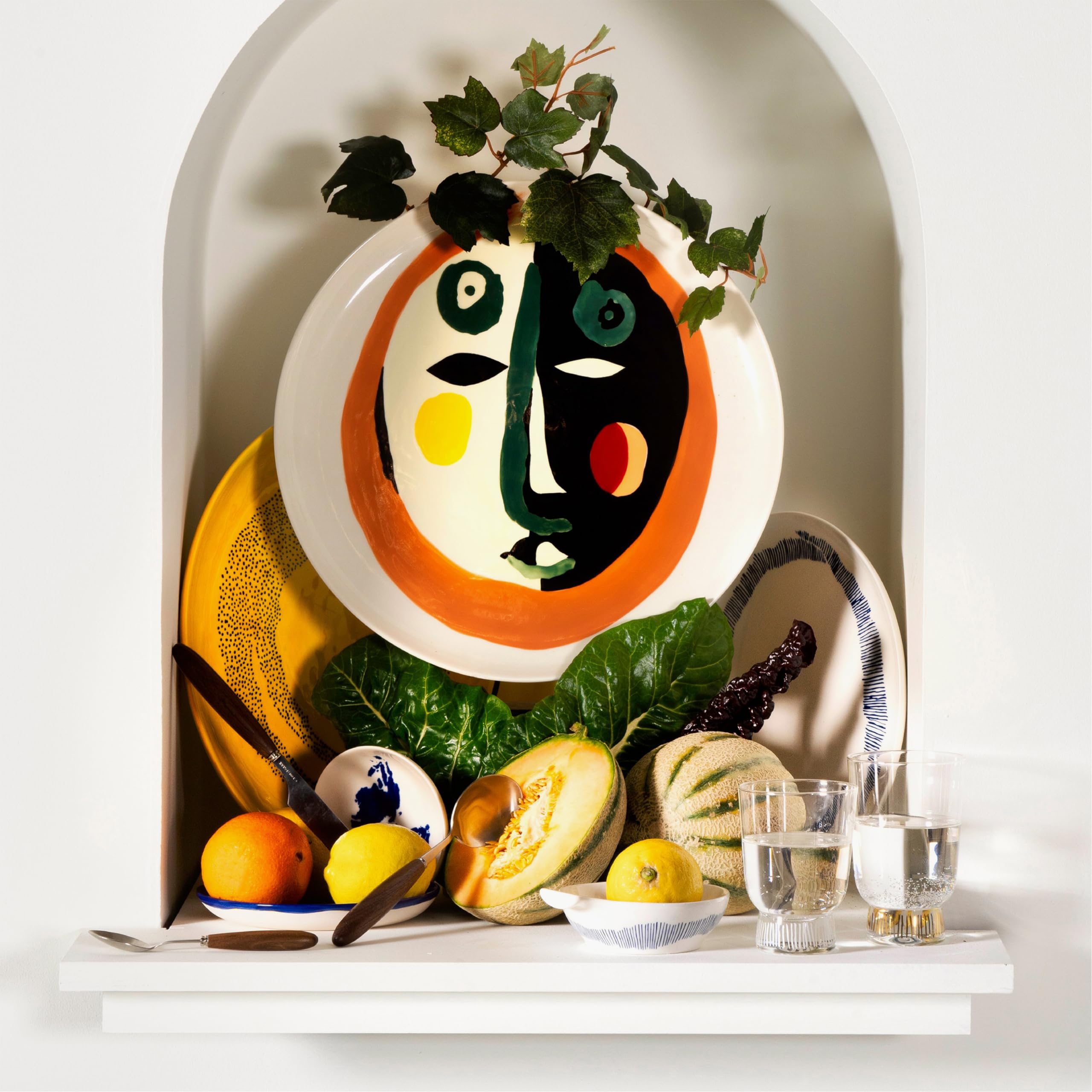 Plato de aperitivo Serax | Colección Feast de Ottolenghi | 2 platos de entrada | Vajilla de gres en colores mixtos | Juego de vajilla de lujo para cenar en casa o en una fiesta