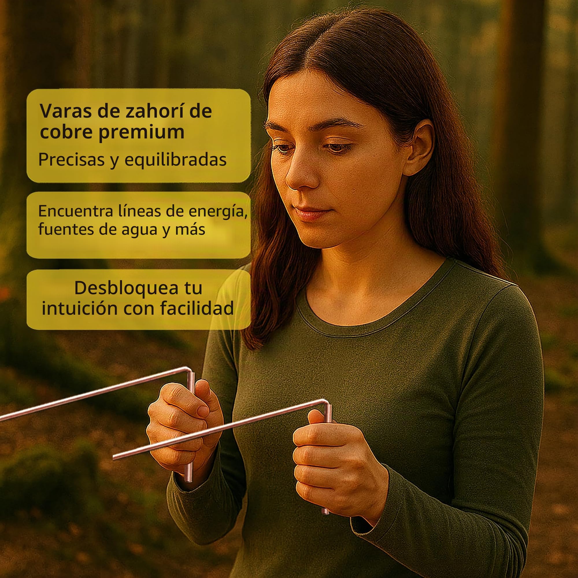 Varillas de cobre – Hecho en Estados Unidos – 99.9% cobre puro – adivinación del agua, curación energética, oro, sí no preguntas. Instrucciones y péndulo adicional – 15 x 13 pulgadas no tóxico