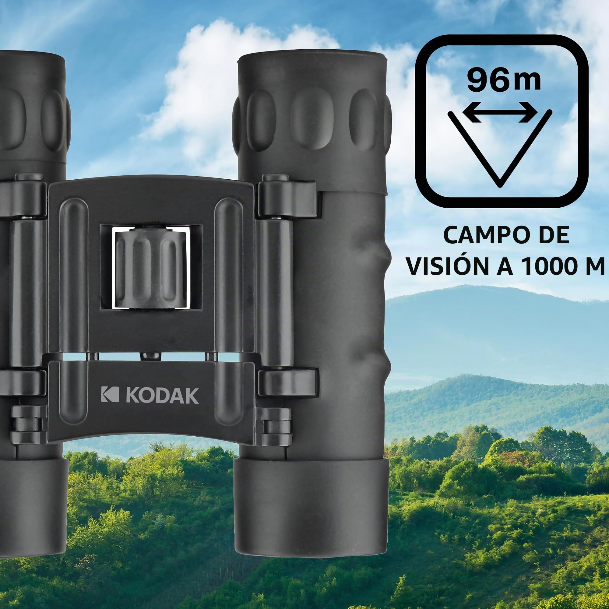 KODAK Binocular BCS400 - Prismáticos compactos, aumento de 10x, lentes de 25 mm, revestimiento de goma - Negro