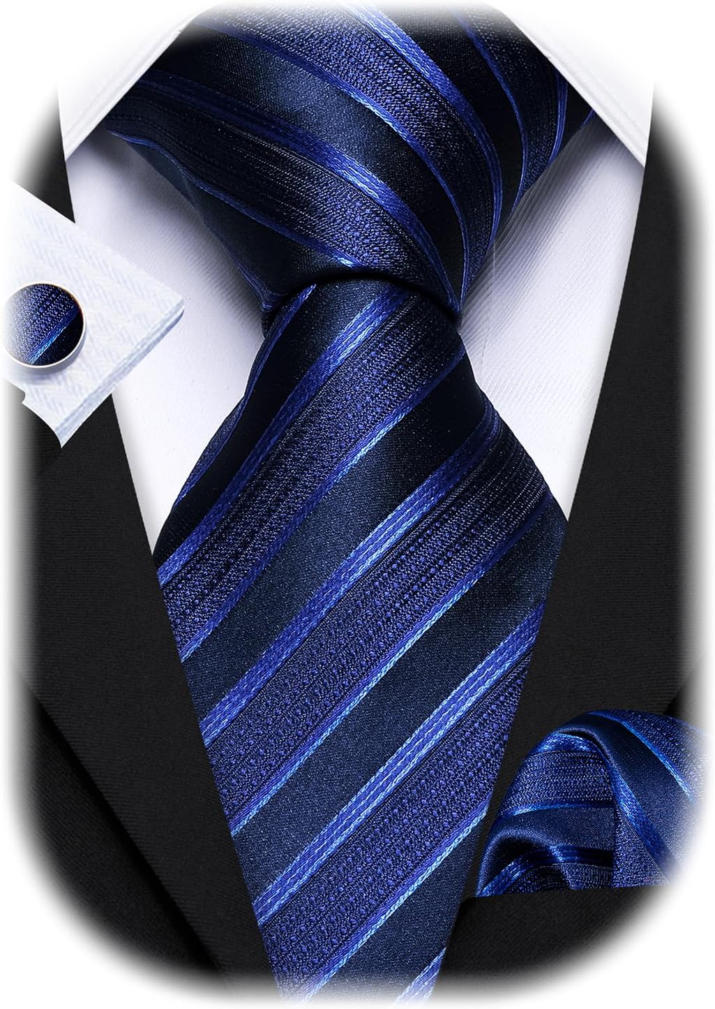 Designer Classic Ties for Men Set Formal Pocket Square Cufflink Check Plaid