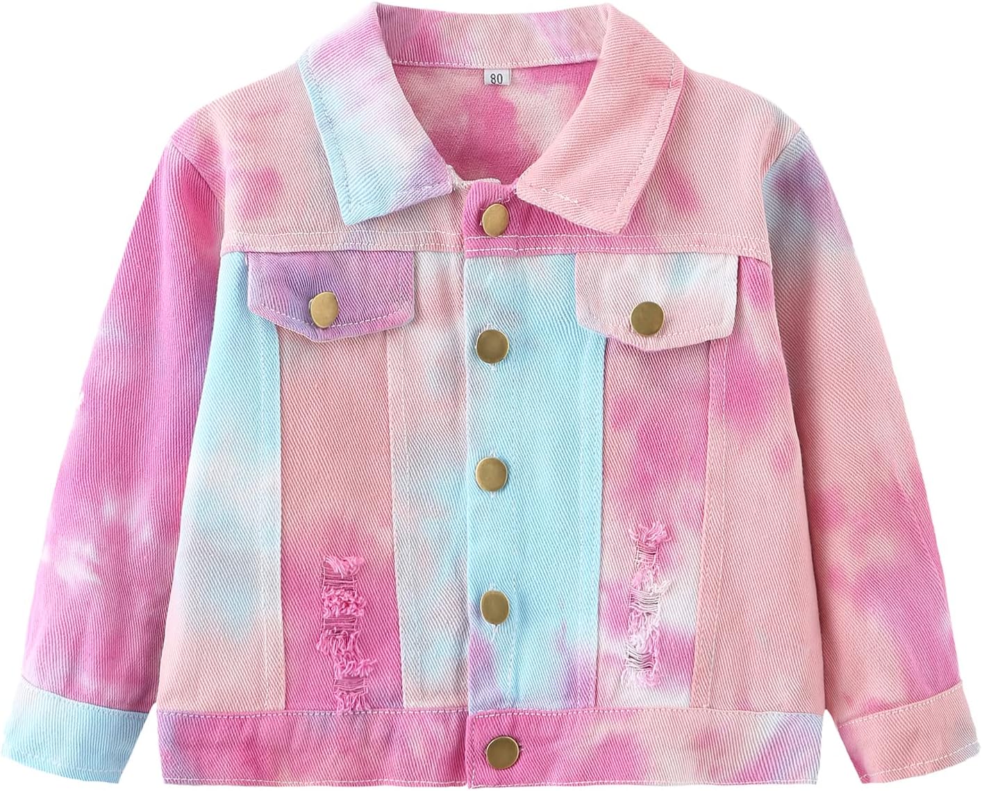 Toddler Baby Boys Girls Fall Clothes Thin Denim Jackets Kids Tie Dye Ripped Jeans Coats Button Down Outerwear
