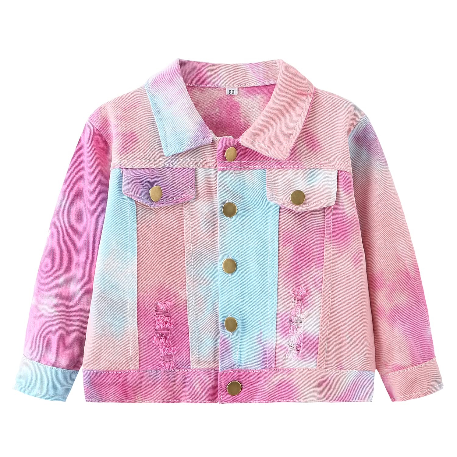 Toddler Baby Boys Girls Fall Clothes Thin Denim Jackets Kids Tie Dye Ripped Jeans Coats Button Down Outerwear