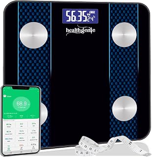Healthgenie Advanced BMI Weight Scale,Body Fat Analyzer With Smart Circut For Longer Battery, Sync With App, 18 Body Metri Price In India