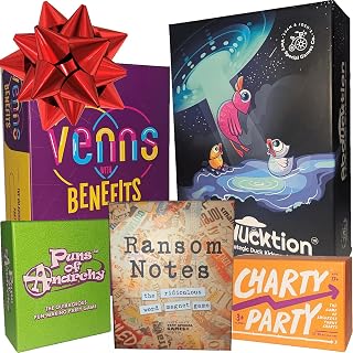 Ransom Notes Great Gift Bundle: Family Game Night Super Pack | Ransom Notes, Abducktion, Venns with Benefits, Charty Party, and Puns of Anarchy!