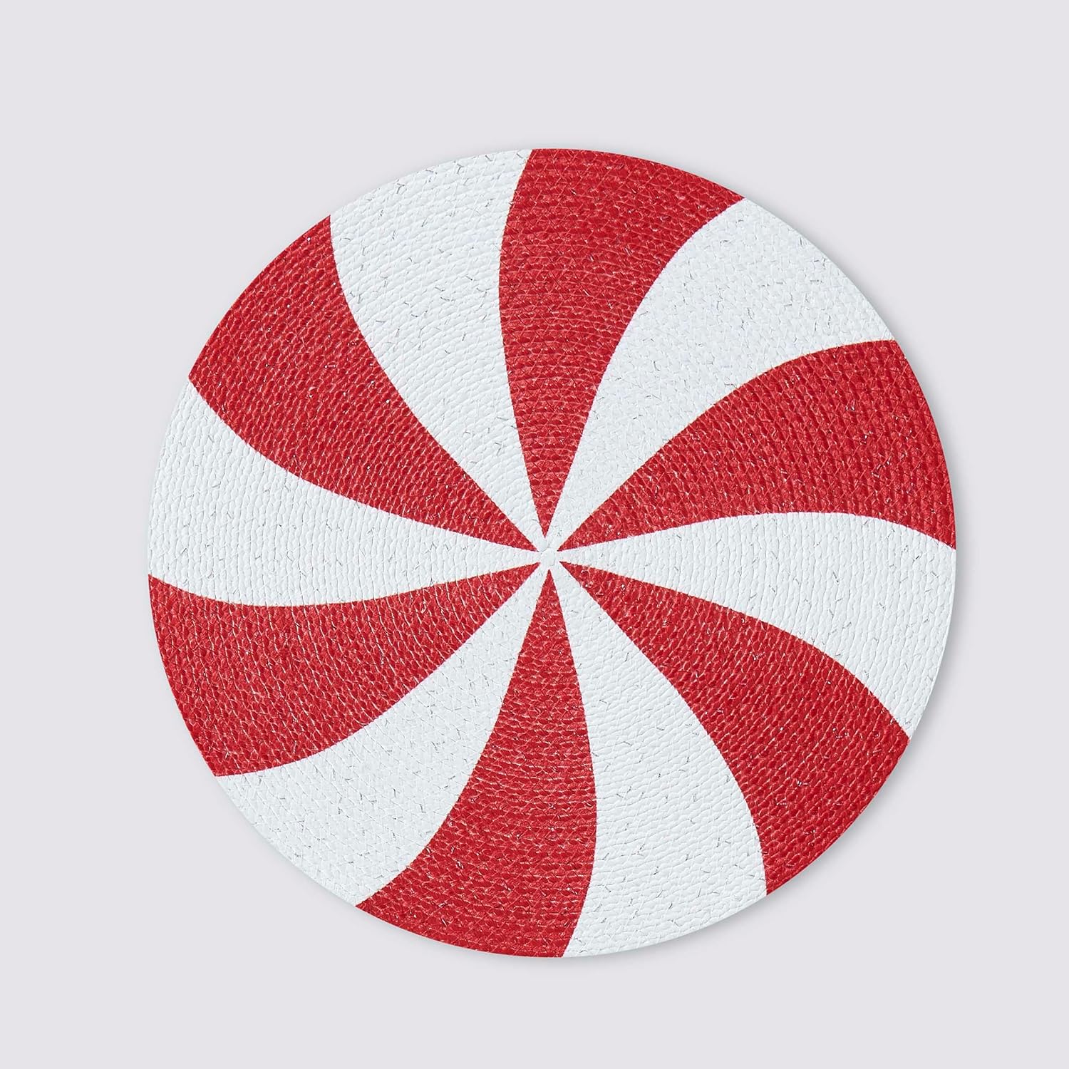 Avanti Linens - Placemats, Round Polyester Tabletop Decor with Printed Holiday Design, Set of 4 (Peppermint)