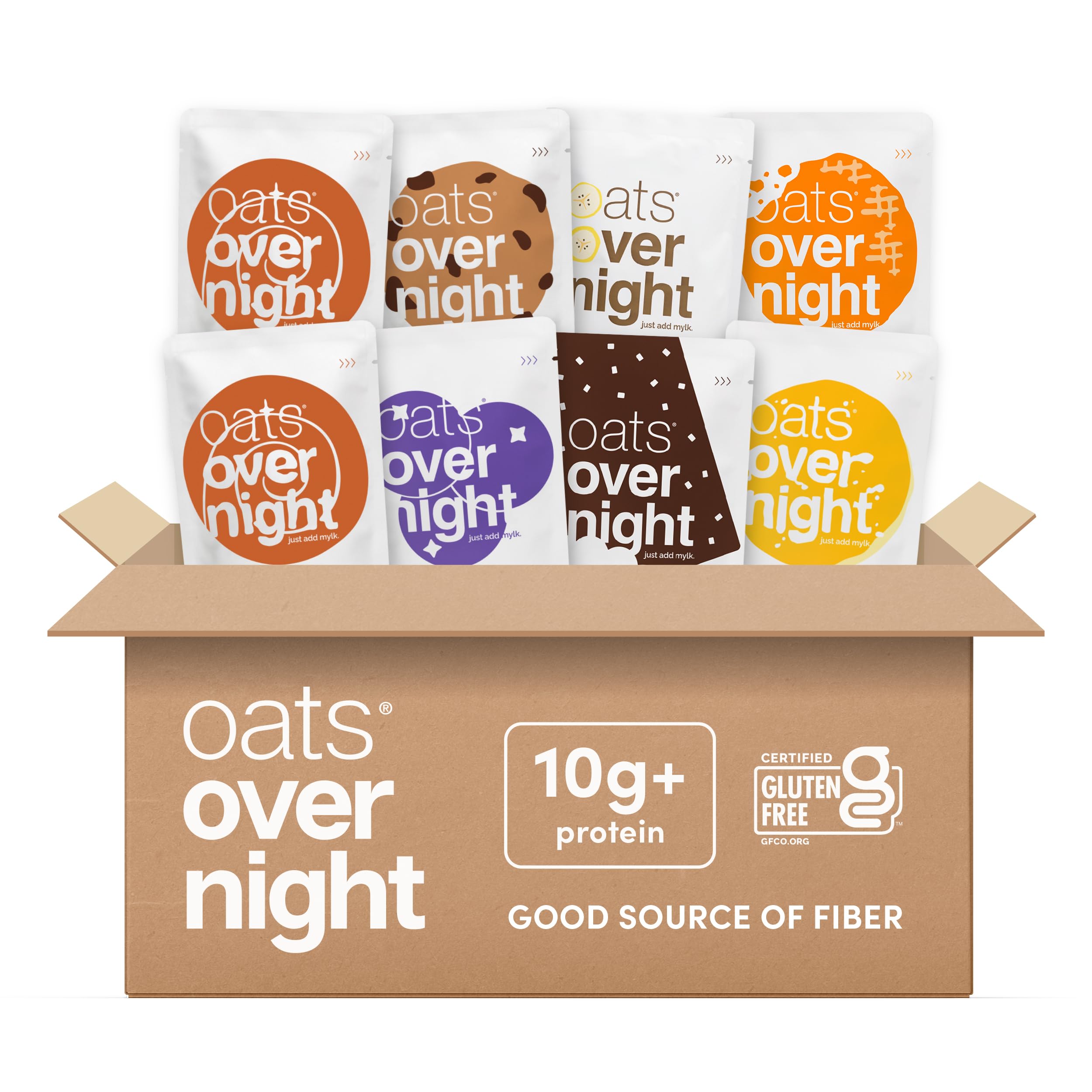 Vegan Variety Pack High Protein, High Fiber Breakfast Shake - Gluten Free, Non GMO Oatmeal Banana Bread, Blueberry Cobbler & More (8 Pack)