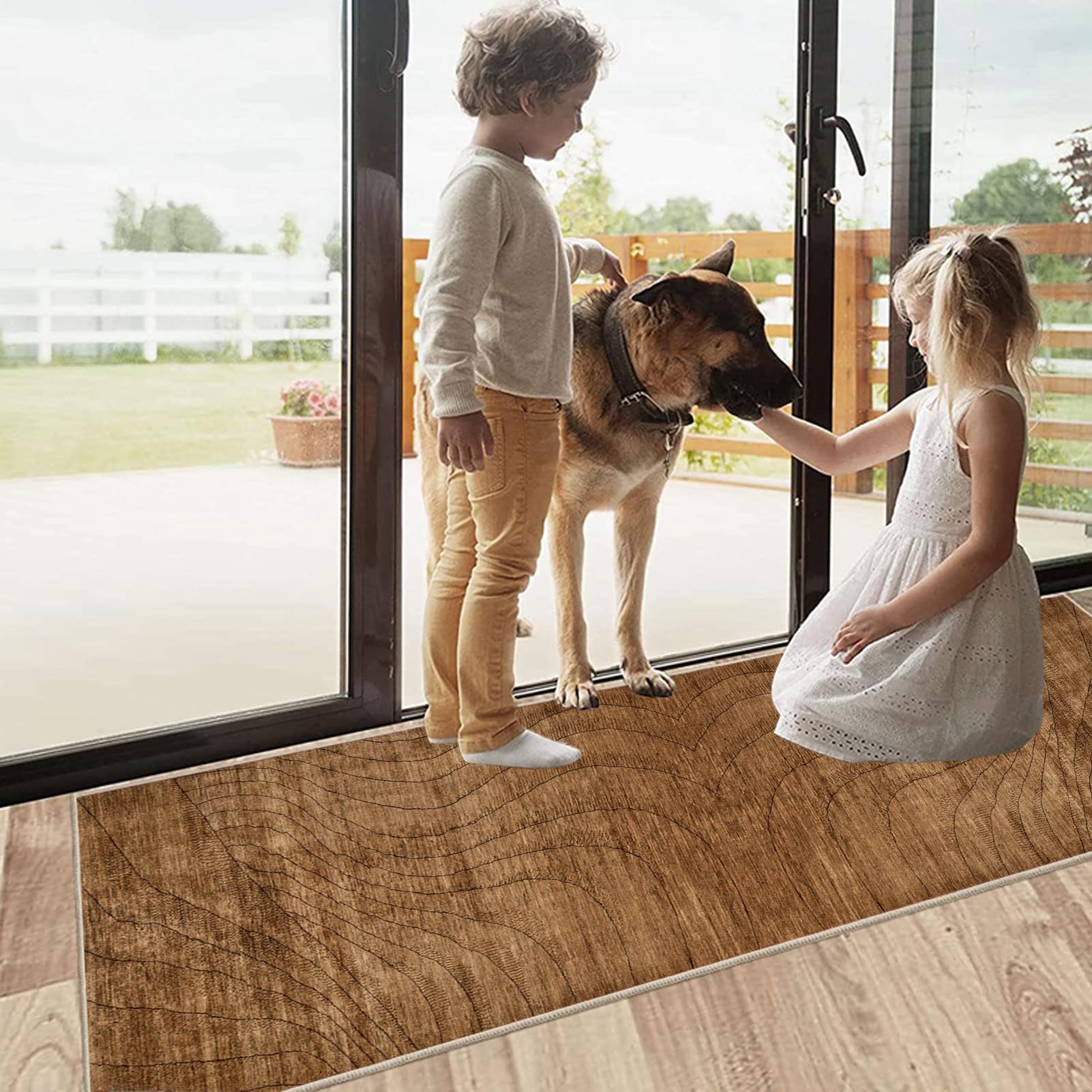 Teppich Läufer Flur rutschfest 70X200cm Küchenteppich Abstrakt Braun Waschbar Meterware Schlafzimmer Korridor Teppichläufer Lang, Länge Anpassbare, 40/50/ 60/70/ 80/100/ 120/ 140cm Breit