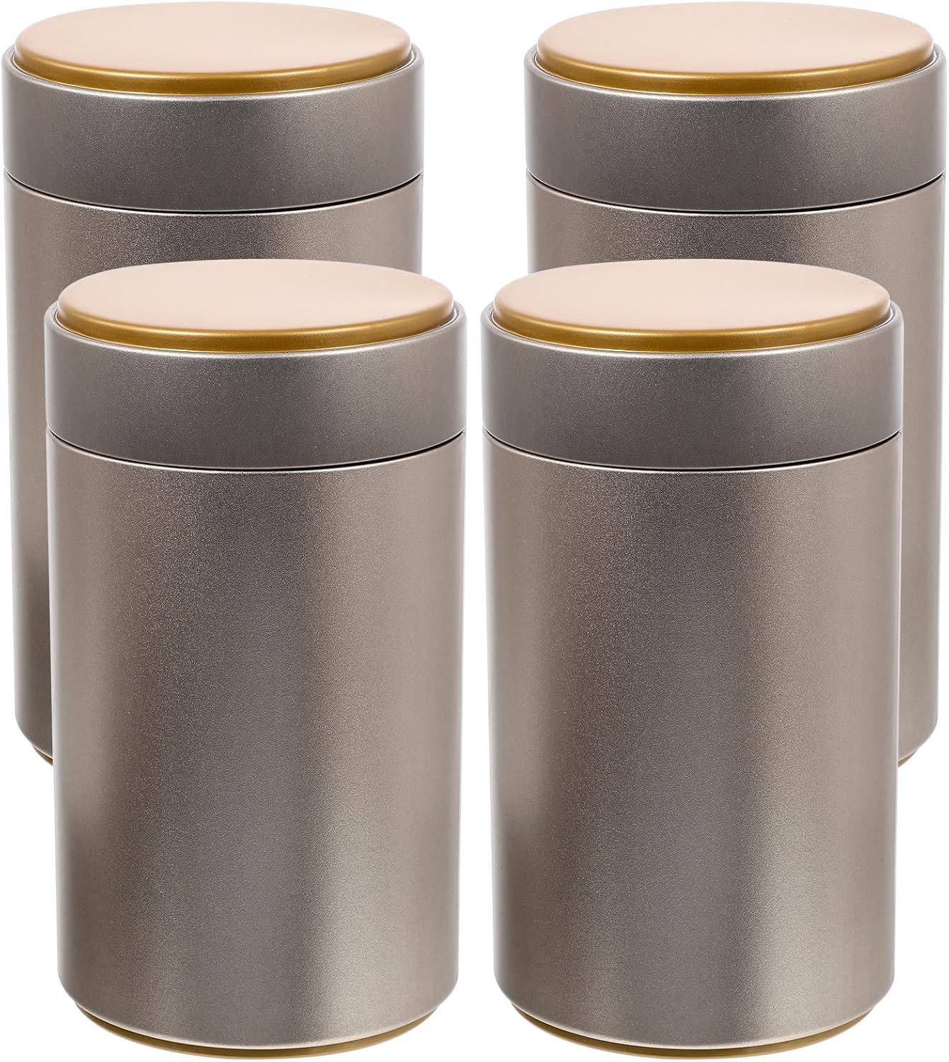 Homoyoyo 4pcs Large Airtight Metal Tea Canisters Set, Portable Loose Leaf Tea Containers with Sealed Lid, Sturdy Tin Storage Jars for Coffee Bags and Kitchen Organization