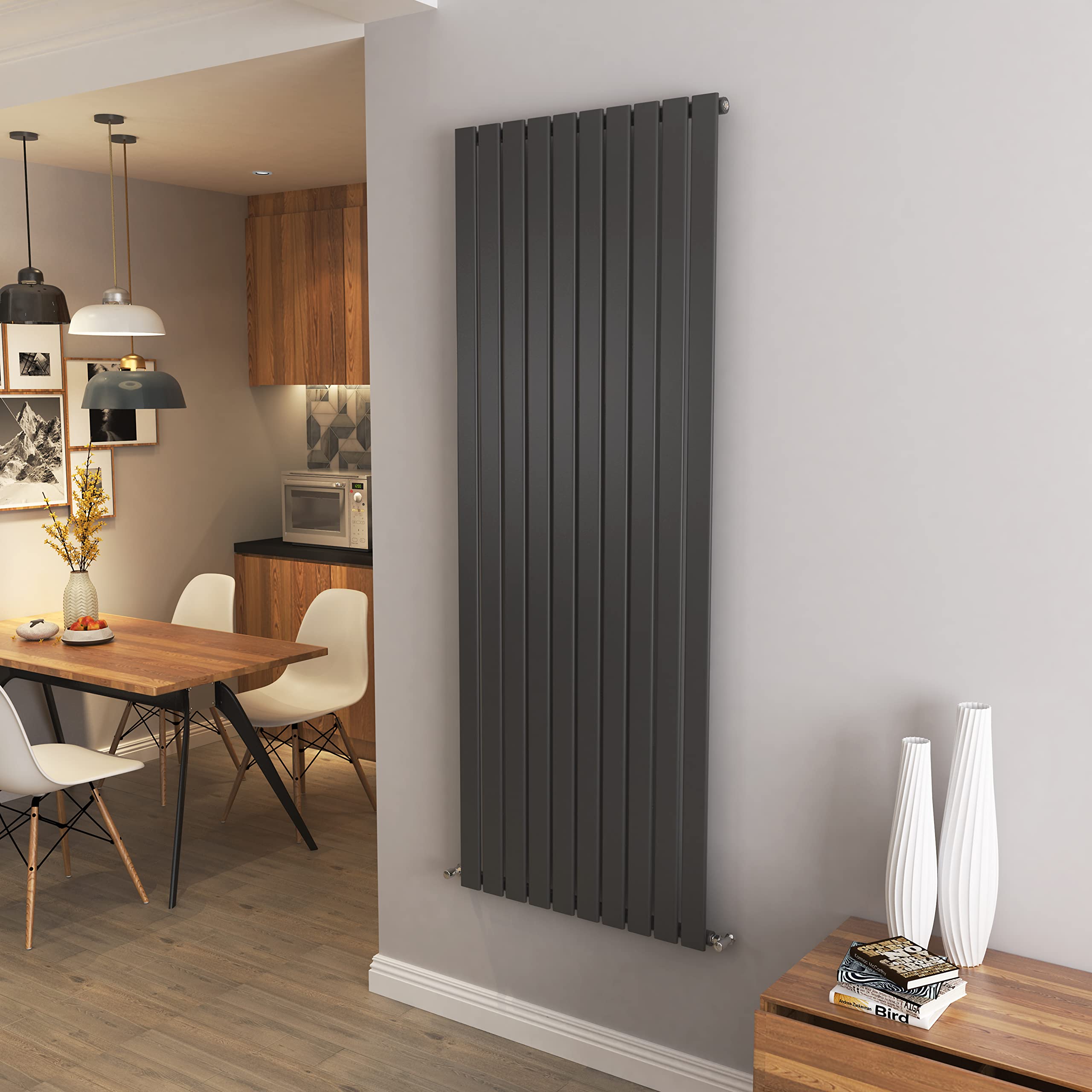 Anthracite Vertical Radiator Single Column Flat Panel Central Heating Radiators 1800 * 680mm