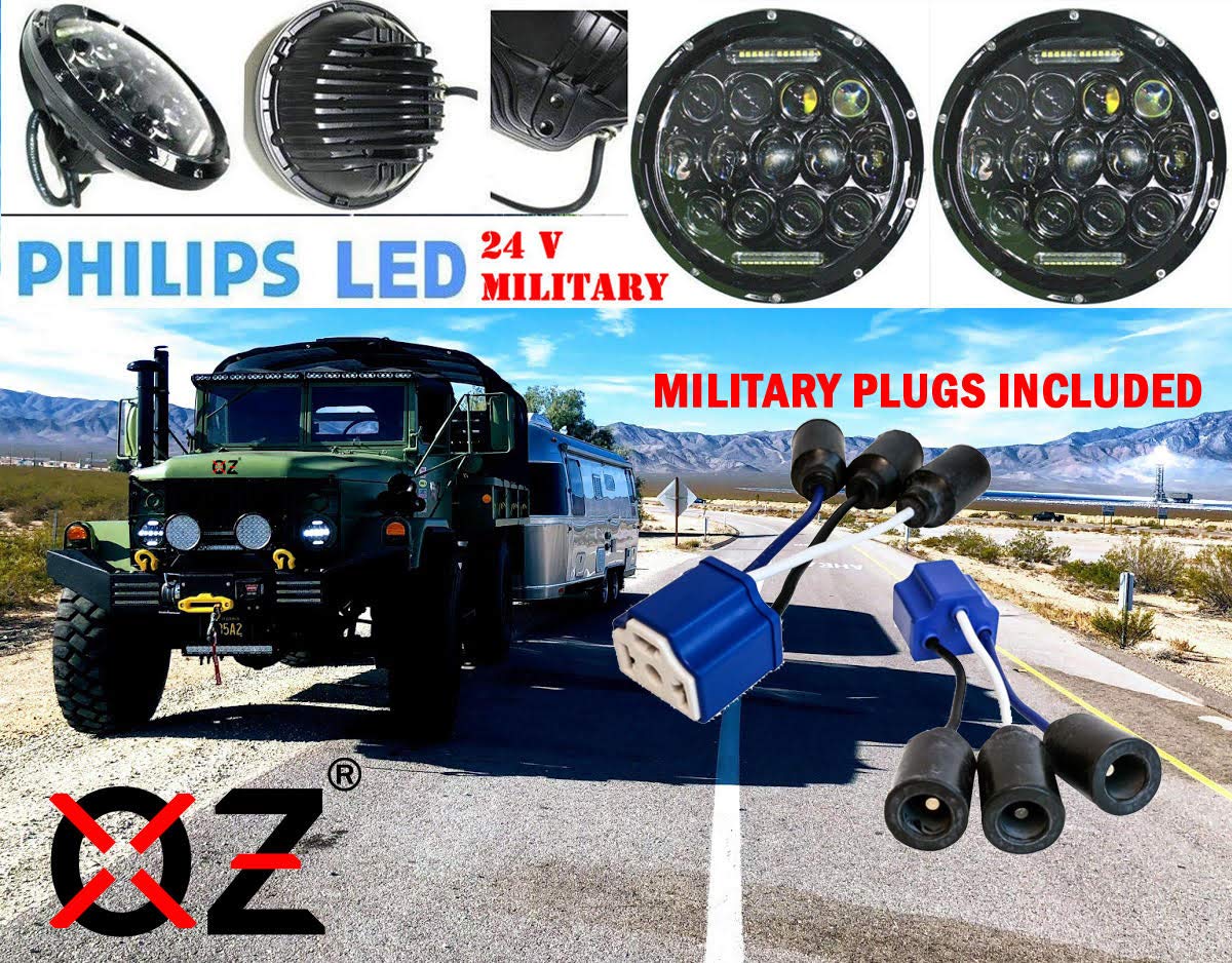 7" OZ-USA® 75w High Output Military LED Headlight 24 volts M35a2 M35 M35a3 M923 Truck HMMWV M998 DIE