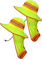 Vista 3 de Sombrero de sol reflectante de alta visibilidad para hombre con solapa para el cuello de ala ancha Boonie Hat Bucket Cap