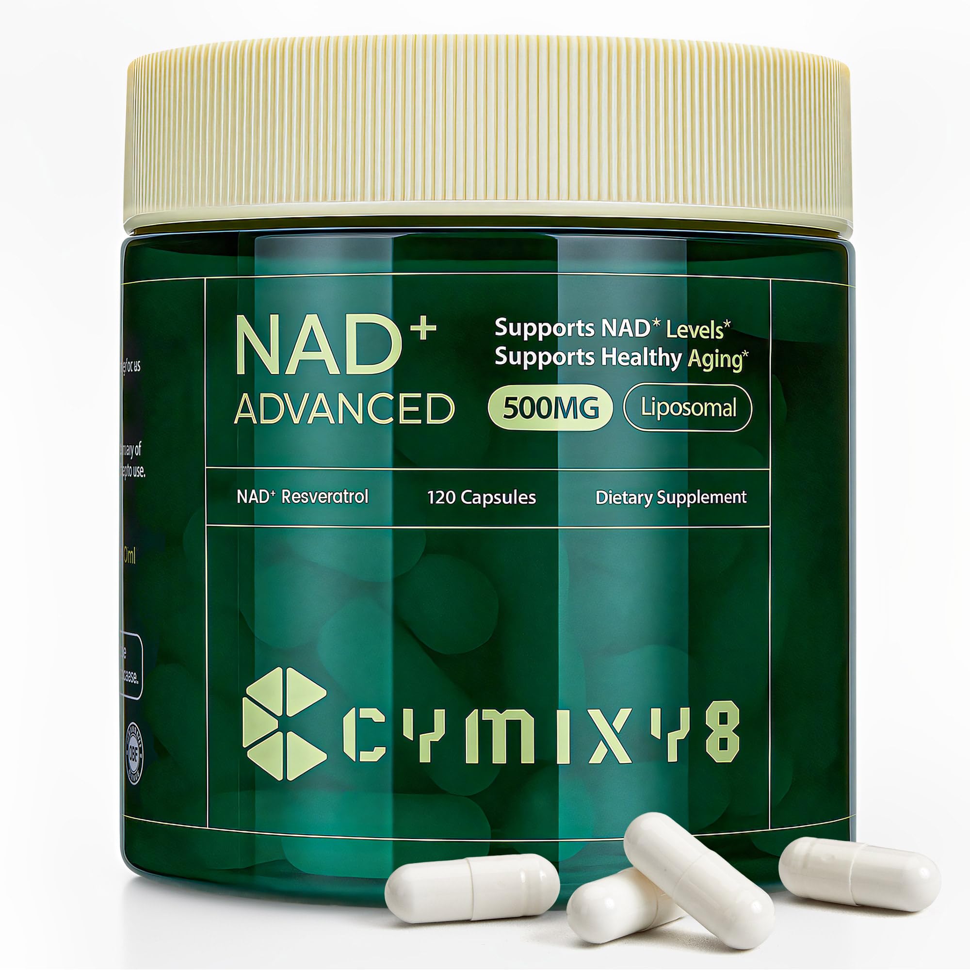 nad supplement liposomal nad supplement with resveratrol high absorption nad booster for men and women cellular energy and vitality 120 capsules anti-aging support
