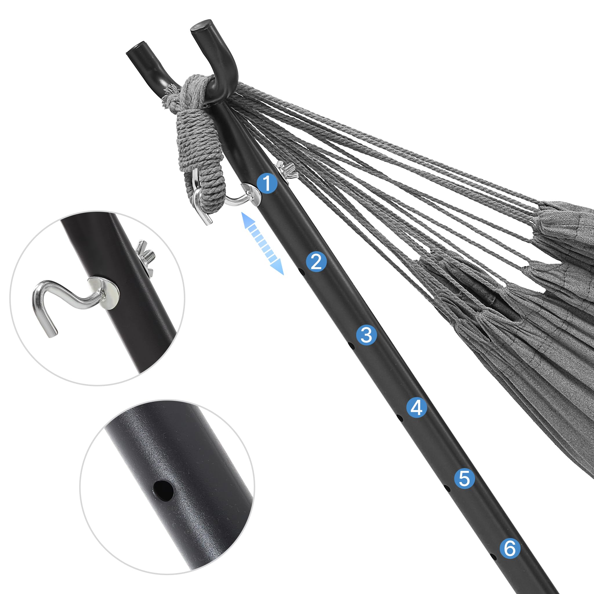 Mondeer Amaca da Campeggio con Supporto Amaca da Giardino per Esterni in Tessuto Singolo con Telaio in Metallo con Borsa Portatile e Accessori, Capacità di Carico 200 Kg, per Viaggi, Patio