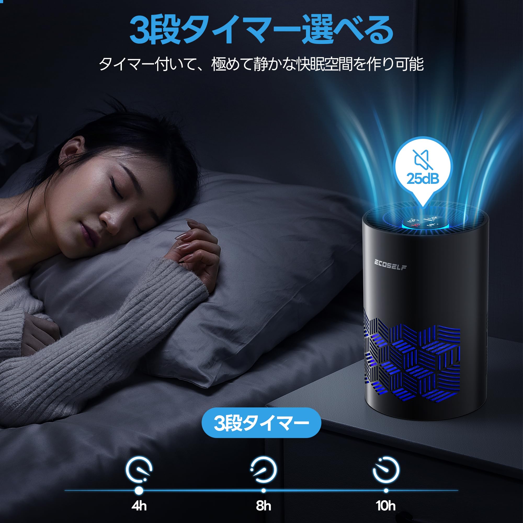 Amazon.co.jp: ECOSELF 空気清浄機 小型 【2025新モデル Hepa